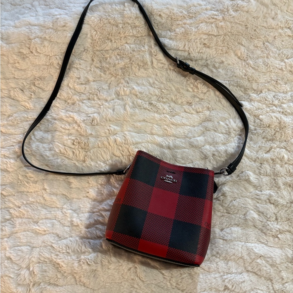 Coach Buffalo Plaid mini bucket bag